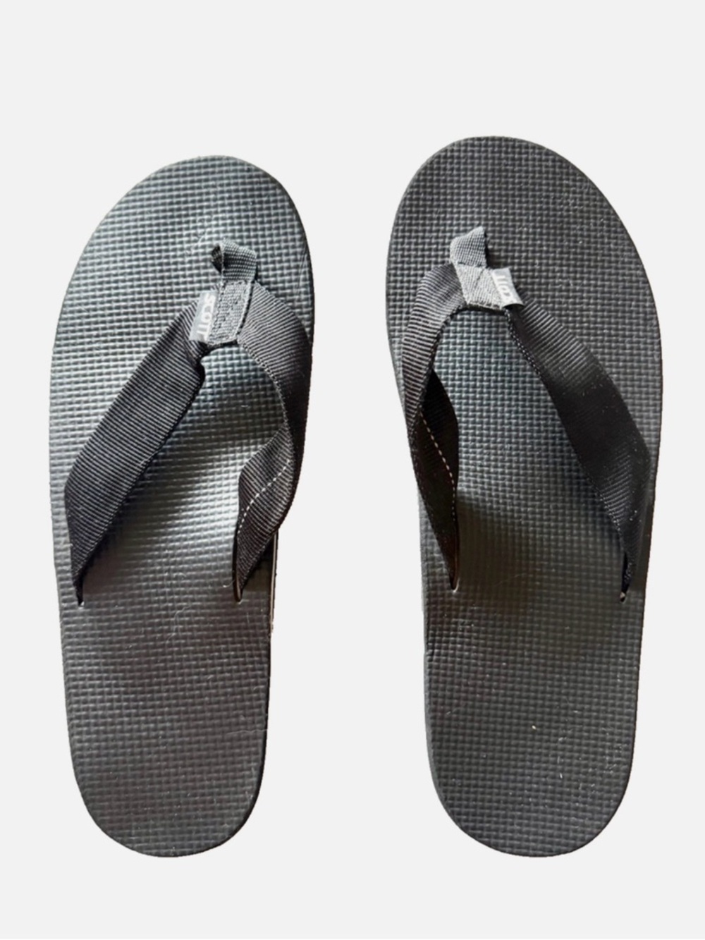 Scott Hawaii Flip Flops Men’s 10 Black Blue Stripes Arch Support Slipper Sandals